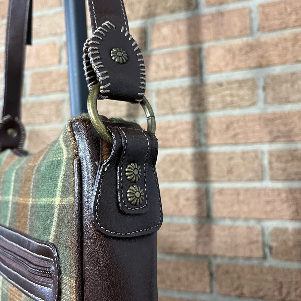 Dockers Brown and green plaid flannel and leather purse - Picture 3 of 12